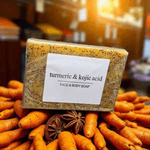SAVON EXFOLIANT A L’ACIDE KOJIC, TURMERIC ET LEMON